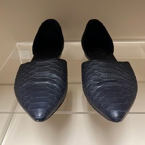 Vince D’Orsay navy snake skin flats. 37 6.5